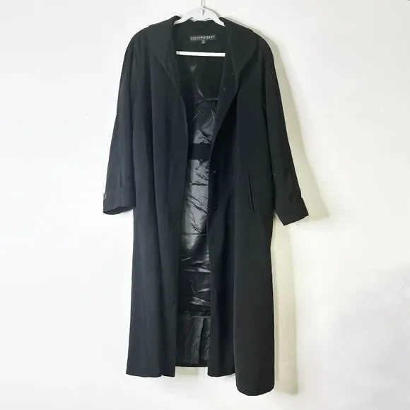FLEET STREET Coat Women 14 P Black Trench Vintage Overcoat Removable Zip Lining - Picture 3 of 15